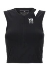Y-3 Logo-print Cropped Performance Top In Black
