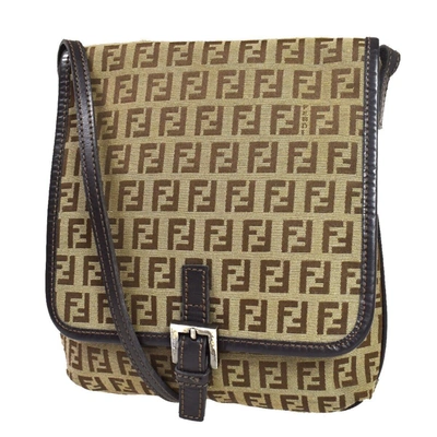 Fendi Zucchino Brown Canvas Shoulder Bag ()