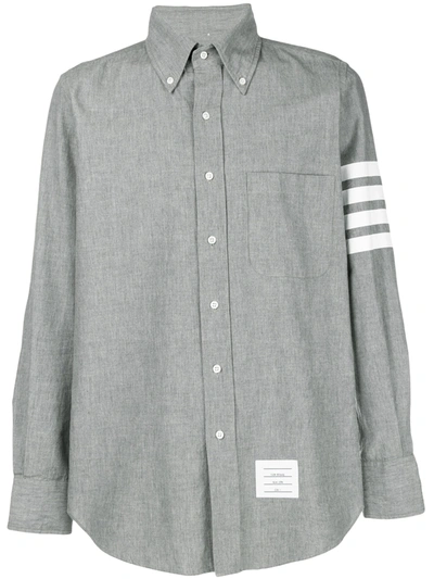 Thom Browne Men Straight Fit Shirt W/ 4bar In Chambray In 035 Med Grey