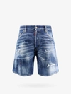 Dsquared2 Men Blue Jeans With Distressed Effect And Logo Patch On The Back In Denim Man In Blue