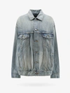 Balenciaga Logo-embroidered Oversized Denim Jacket In Blue