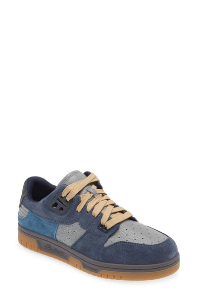 Acne Studios Leather Low-top Trainers In Grey/ Blue