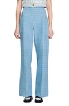 Sandro Narsy Checked Wide-leg Trousers In Blue