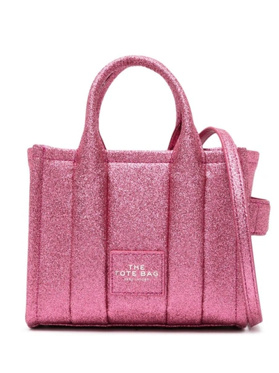 Marc Jacobs The Mini Tote Glitter Leather Bag In Pink