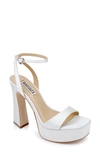 Badgley Mischka Caia Ankle Strap Platform Sandal In Soft White