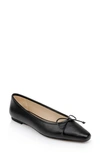 Badgley Mischka Cam Mesh Leather Bow Ballerina Flats In Black