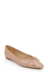 Badgley Mischka Cam Mesh Leather Bow Ballerina Flats In Blush