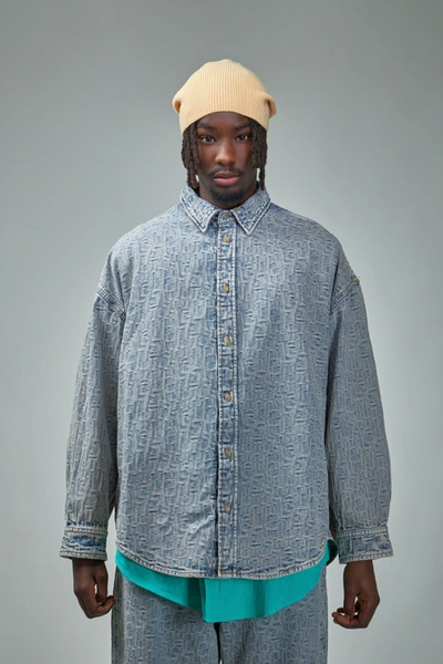 Acne Studios Jacquard Monogram Denim Shirt In Blue