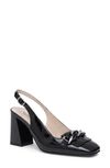 Nerogiardini Patent Chain Slingback Pumps In Black