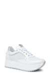 Nerogiardini Perforated Leather Platform Sneakers In White