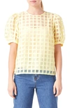 ENGLISH FACTORY ENGLISH FACTORY WINDOWPANE SHEER TOP