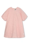 Kenzo Floral-embroidered Cotton Dress In Veiled Pink