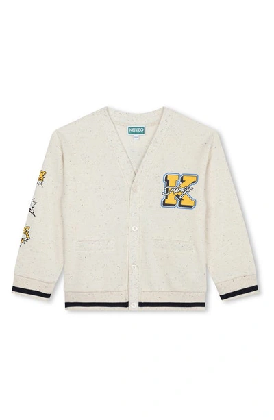 Kenzo Kids Teen Boys Ivory Cotton Tiger Varsity Cardigan In Wicker