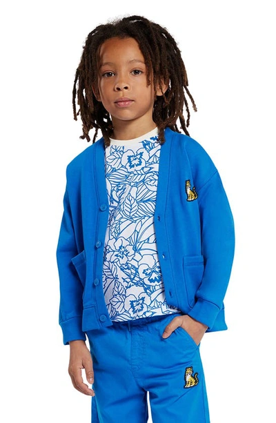 Kenzo Kids' Kotora Tiger Jersey-fleece Cardigan In Brown