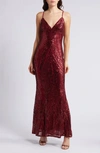 Lulus Ever So Elegant Sequin Sheath Gown In Burgundy
