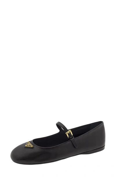 Prada Ballerina Mary Jane In Black  