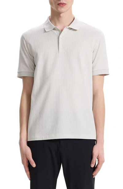 Theory Zelig Jacquard Stripe Cotton Polo In Limestone/ White