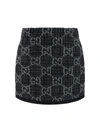 Gucci Womens Dark Grey Grey Monogram-pattern Wool And Cotton-blend Mini Skirt