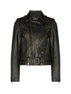 Golden Goose Leather Biker Jacket Clothing In Black