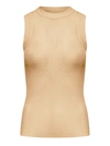 Sportmax Sleeveless Ribbed Knit Top In Beige