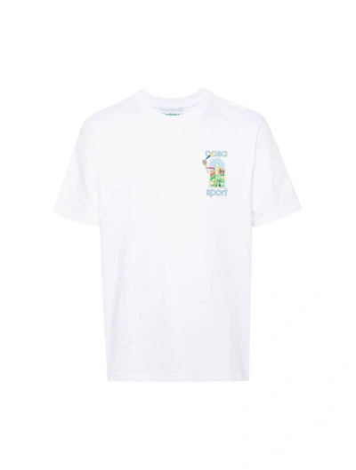 Casablanca Casa Sport Printed Cotton T-shirt In White,multicolor