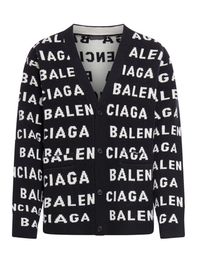 BALENCIAGA LOGO ALLOVER CARDIGAN