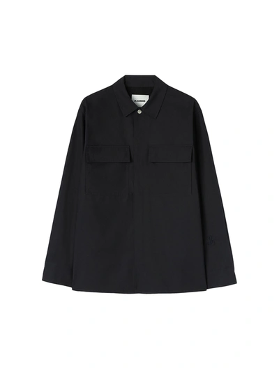 Jil Sander Logo-tag Cotton Shirt In Blue