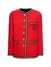 Gucci Gg Embroidered Wool-blend Tweed Jacket In Pink & Purple