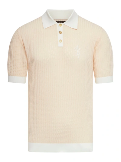 Amiri Waffle Stitch Polo In Nude & Neutrals