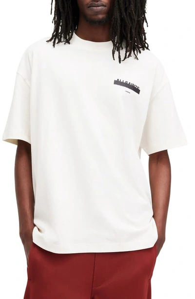 Allsaints Redact Mock Neck Graphic T-shirt In Gray