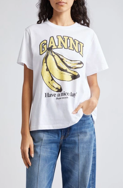 Ganni Banana Cotton T-shirt In White