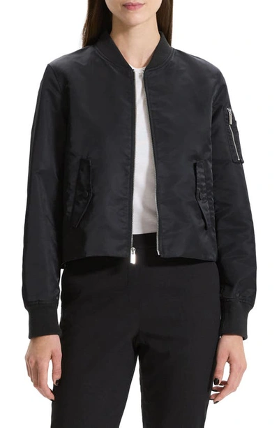 Theory Aero Recycled Nylon Varsity Jacket In Black