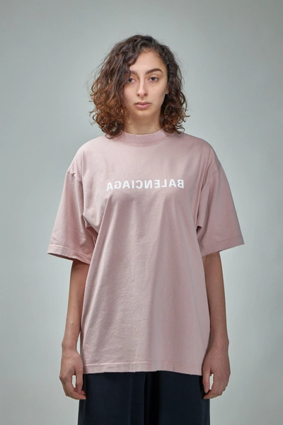 Balenciaga Logo Cotton Jersey T-shirt In Pink