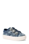 Kurt Geiger Womens Denim Laney Octavia Crystal-embellished Woven Low-top Trainers