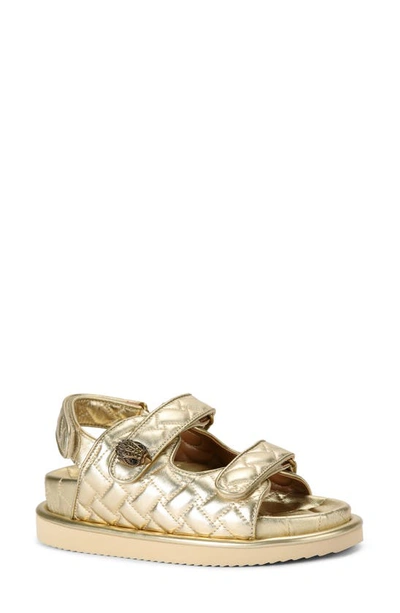 Kurt Geiger Women's Orson Quilted Metallic Flat Platform Sandals In Gold