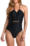 L Agence Leila Halter One-piece Swimsuit In Black