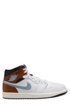 Jordan Air  1 Mid Se Sneaker In White/ Blue Grey/ Black/ Sail