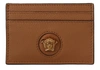 VERSACE BROWN CALF LEATHER CARD HOLDER WALLET