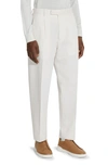 ZEGNA PLEAT FRONT COTTON & WOOL TROUSERS