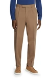 ZEGNA ZEGNA PLEAT FRONT COTTON & WOOL TROUSERS