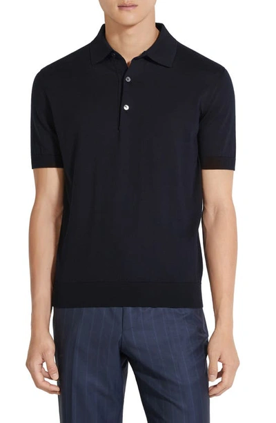 Zegna Short-sleeved Polo Shirt In Blue