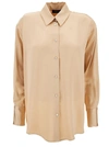 FABIANA FILIPPI CHAMPAGNE LOOSE SHIRT WITH LONG SLEEVE IN SATIN FABRIC WOMAN