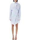 Diesel 3d Logo-detail Dress In Light Blue Stripe