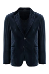 Giorgio Armani Single-breasted Velvet Jacket In Blue