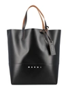 Marni Tribeca Logo-print Faux-leather Tote Bag In Black