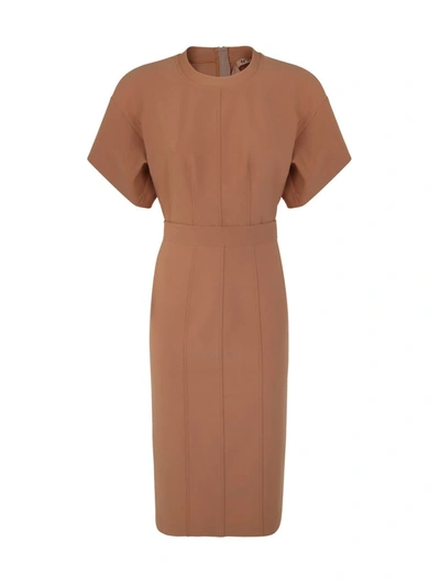 N°21 Round Neck Short Sleeve Dress In Brown
