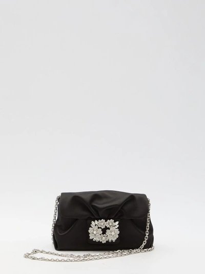 Roger Vivier Rv Bouquet Strass Micro Drapé Bag In Black