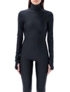 The Andamane High Neck Long Sleeve Open Back Bodysuit In Black