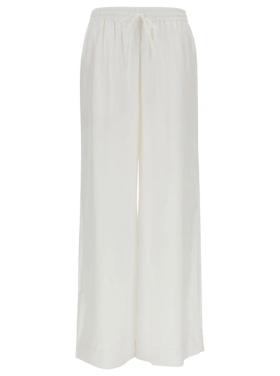 P.a.r.o.s.h White Loose Pants With Drawstring In Silk Woman