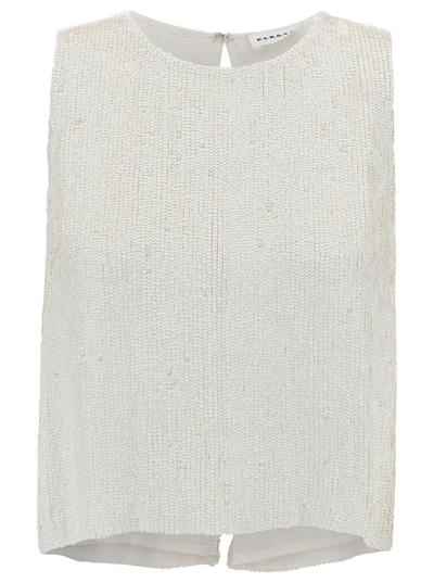 P.a.r.o.s.h White Sleeveless Blouse With All-over Paillettes In Viscose Woman